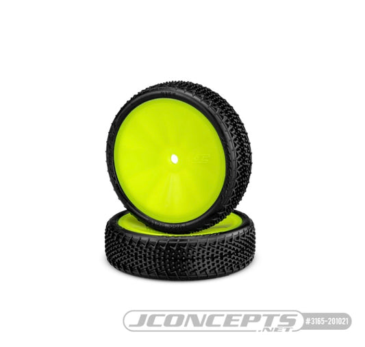 JConcepts Fuzz Bite LP 2.2 Pre-Mounted 2WD Front Buggy Carpet Tires (Yellow) (2) w/12mm Hex (Pink)