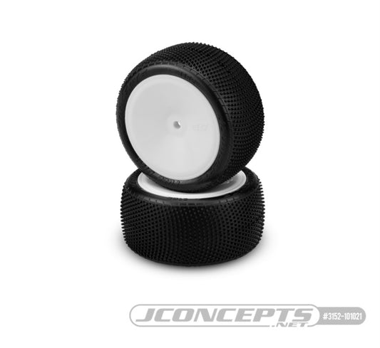 JConcepts Fuzz Bite LP 2.2" Pre-Mounted Rear Buggy Carpet Tires (White) (2) w/12mm Hex (Pink)